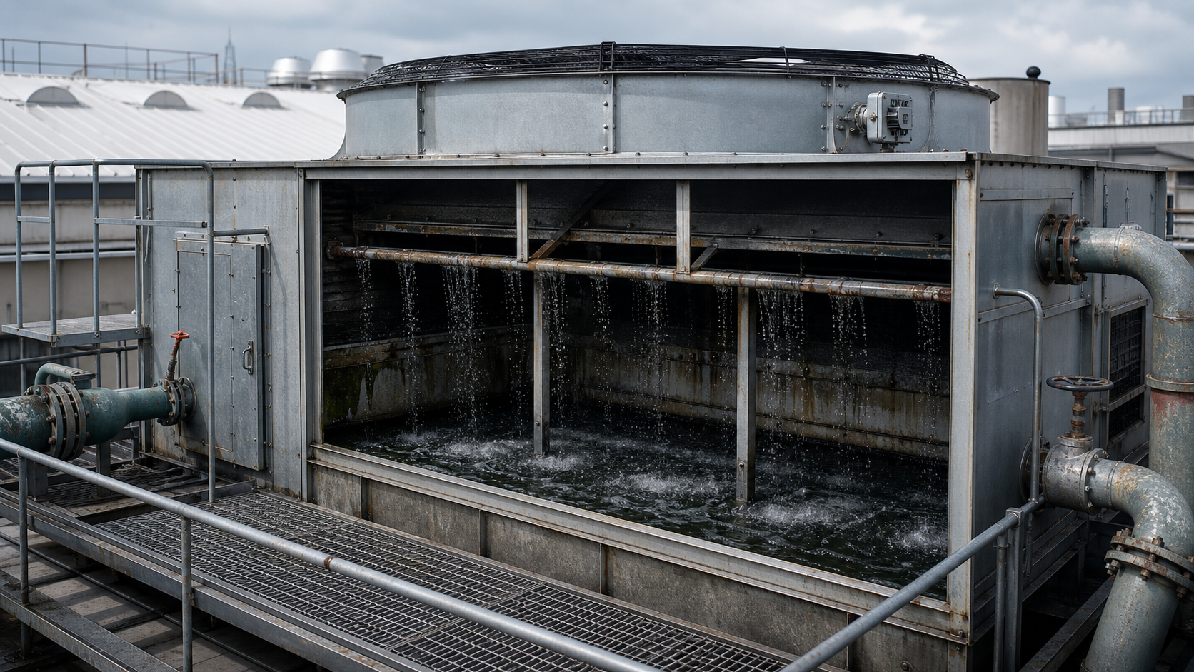 Mantenimiento de torre de agua industrial para refrigeración